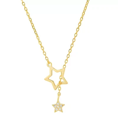 Sterling Silver CZ Star Lariat Y Necklace