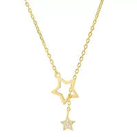 Sterling Silver CZ Star Lariat Y Necklace