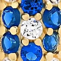 Sterling Silver Petite Sapphire CZ Floral Hoop Earrings