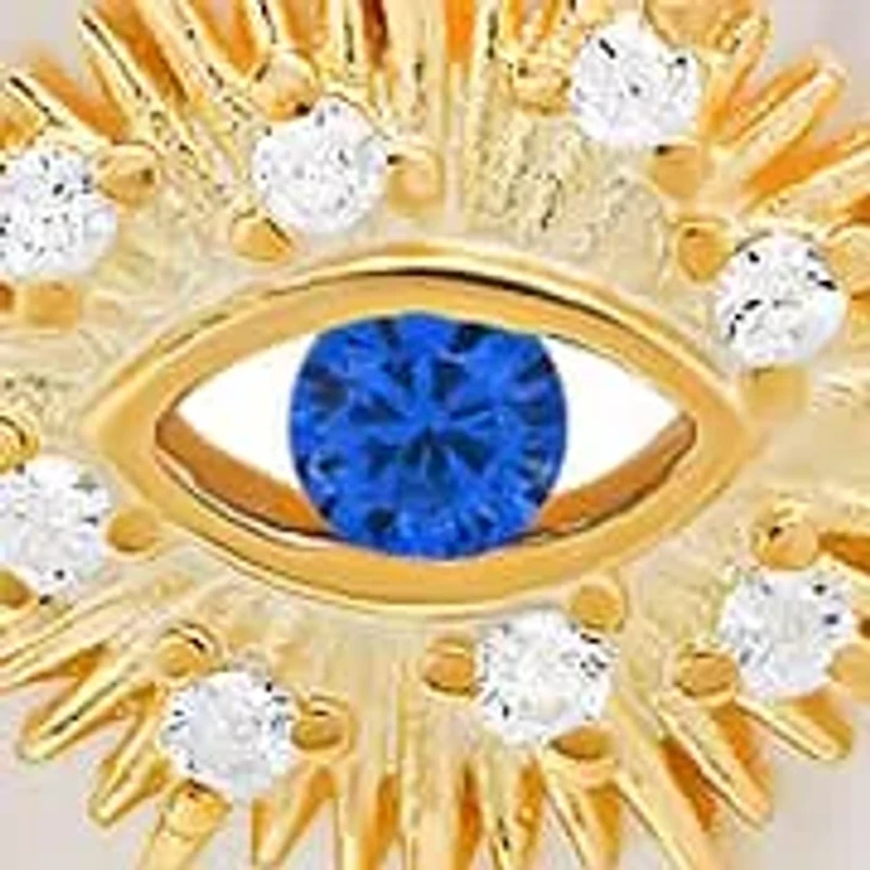 Sterling Silver Mother Of Pearl & CZ Evil Eye Medallion Pendant