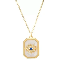 Sterling Silver Mother Of Pearl & CZ Evil Eye Medallion Pendant