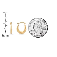 10k Yellow Gold Petite 15mm U Shaped Swirl Hoop Earrings