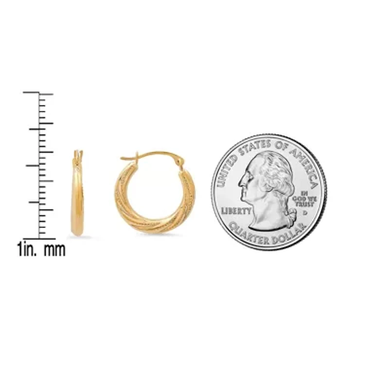 10k Yellow Gold 17mm Diamond-cut Swirl Huggy Hoop Earrings