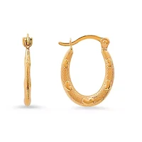 10k Yellow Gold Petite U Shaped 15mm Heart Huggy Hoop Earrings