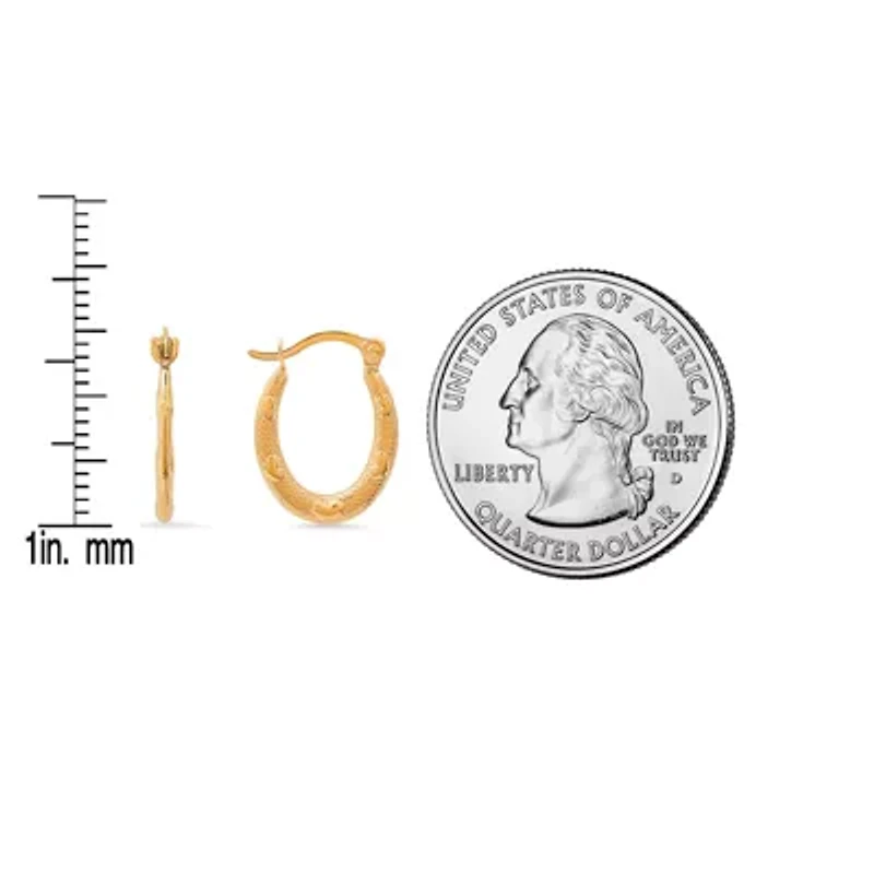 10k Yellow Gold Petite U Shaped 15mm Heart Huggy Hoop Earrings