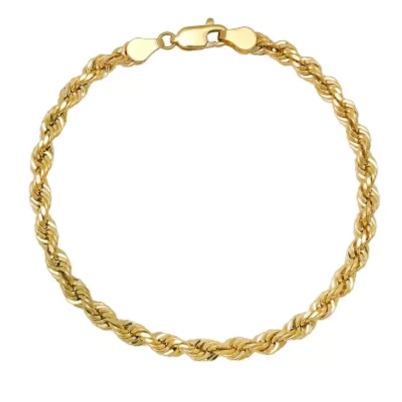 Mens 14k Yellow Gold 8.5" Thick 4.5mm Rope Chain Bracelet