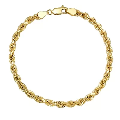 Mens 14k Yellow Gold 8.5" Thick 4.5mm Rope Chain Bracelet