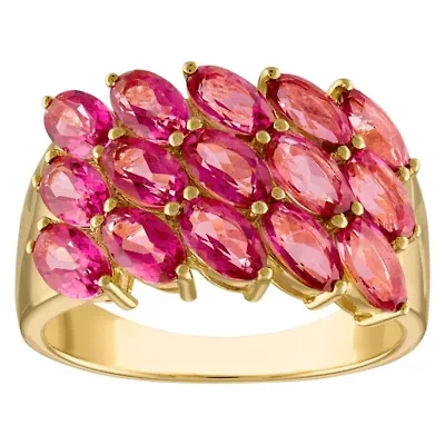 Lab Created Rose Gold Plated Simulated Pink Sapphire Ring