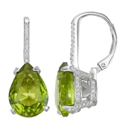 Lab Created Sterling Silver Simulated Peridot Leverback