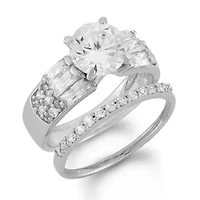 Lab Created Sterling Silver White Cz Halo Stackable Ring