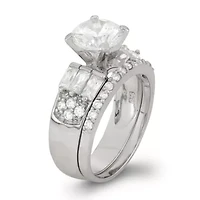 Lab Created Sterling Silver White Cz Halo Stackable Ring