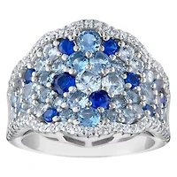 Lab Created Sterling Silver Multi Blue And White Cz Ring