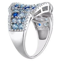 Lab Created Sterling Silver Multi Blue And White Cz Ring