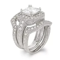 Lab Created Sterling Silver White Cz 3 Pc Ring