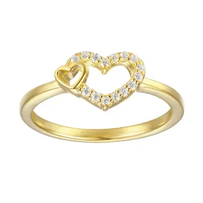 Lab Created Sterling Silver White CZ Hearts Kid's Ring
