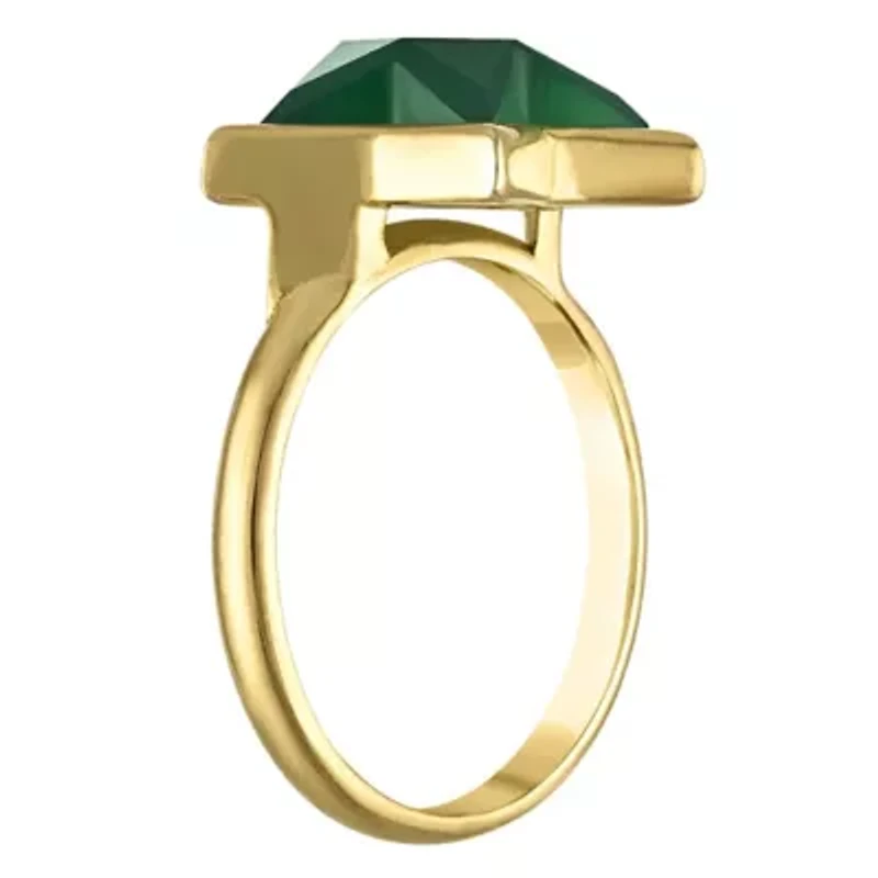 Gold Plated Sterling Silver Green Chalcedony Star Ring