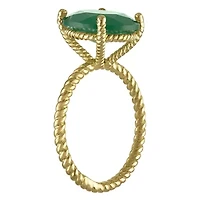 Gold Plated Sterling Silver Green Chalcedony Solitaire Ring