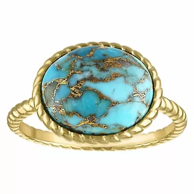 Gold Plated Sterling Silver Copper Turquoise Bezel Ring