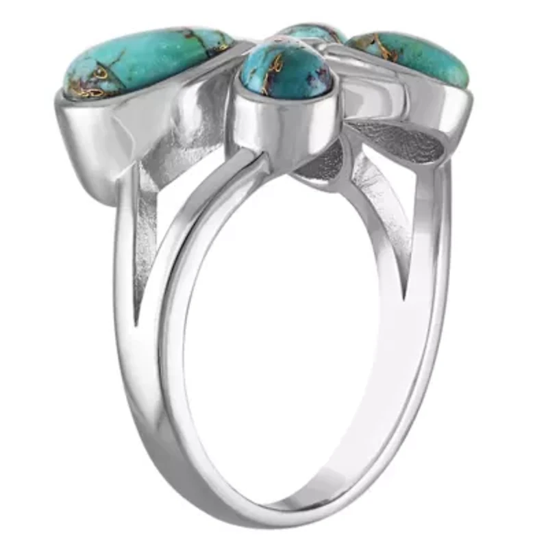 Sterling Silver Blue Copper Turquoise Butterfly Ring
