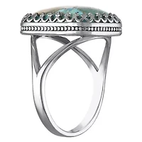 Sterling Silver Blue Copper Turquoise Crown Ring