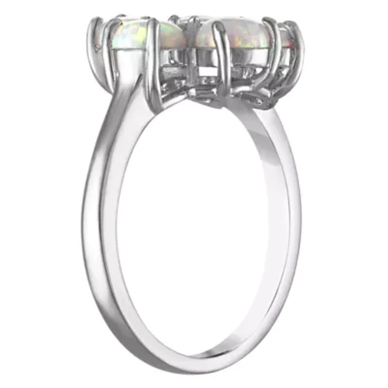 Sterling Silver Cr Opal Flower Ring