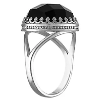 Sterling Silver Black Onyx Crown Ring