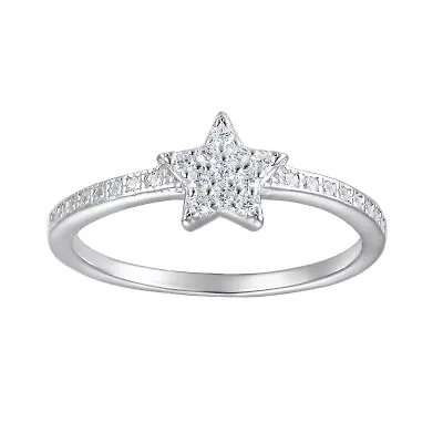 Lab Created Sterling Silver White Cz Star Kid's Ring