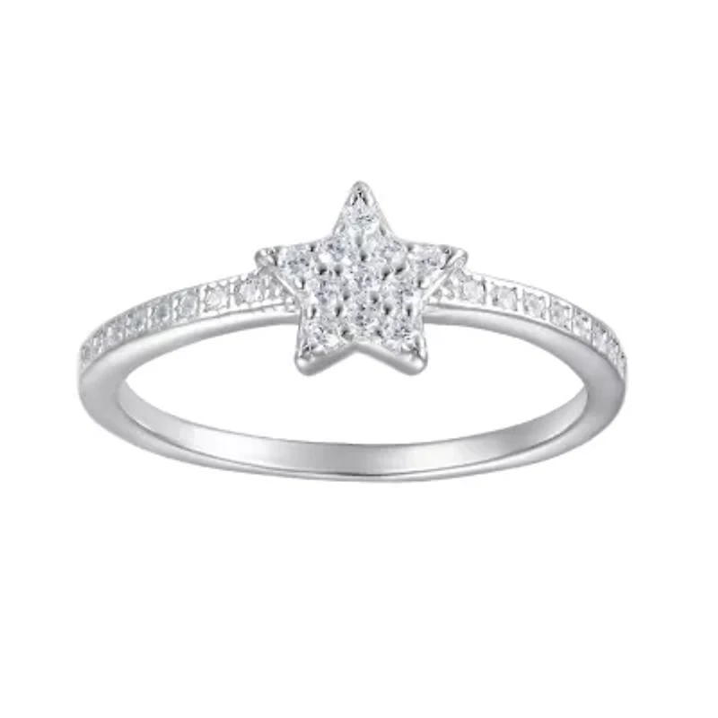 Lab Created Sterling Silver White Cz Star Kid's Ring