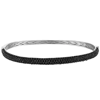 Lab Created Silver Plated Black CZ Bangle