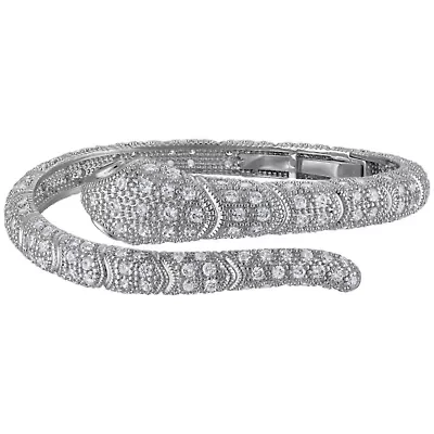 Lab Created Silver Plated Cz Snake Bangle