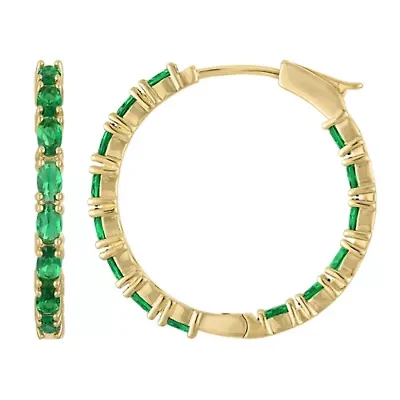 Lab Created Gold Plated Cz Hoop Earring