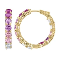 Lab Created Rose Gold Plated Tonal Cz Hoop Earring