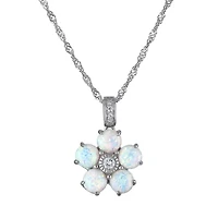Sterling Silver Cr Opal Flower Pendant