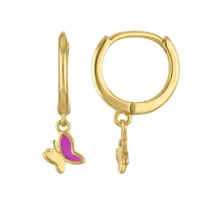 Gold Plated Silver Butterfly Dangle Earrings