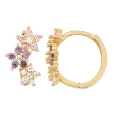 Lab Created Sterling Silver Cz Huggie Earrings