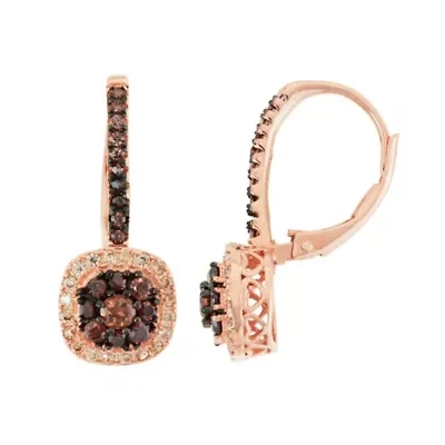 Lab Created Sterling Silver Mocha Cz Leverback Earring