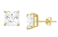Lab Created Sterling Silver 8mm White Cz Square Stud Earring