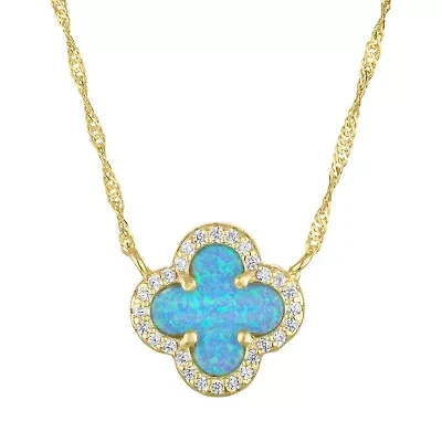 Gold Plated Silver Cr Opal Clover Necklace