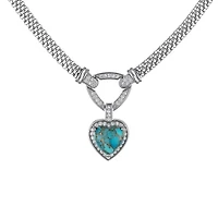 Sterling Silver Copper Turquoise Heart Mesh Pendant