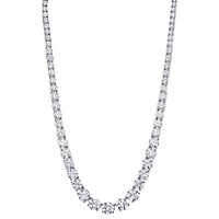 Lab Created Sterling Silver White CZ Round Graduated Necklace
