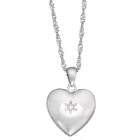 Lab Created Sterling Silver White Cz Heart Pendant Necklace 