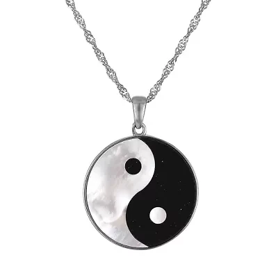 Sterling Silver Black Onyx Ying Yang Pendant