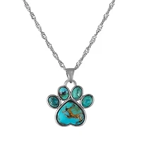 Sterling Silver Copper Turquoise Dog Paw Pendant