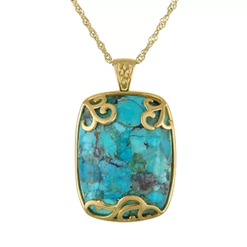Gold Plated Sterling Silver Copper Turquoise Pendant