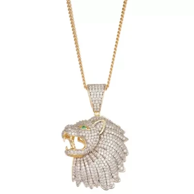 Lab Created Sterling Silver White Cz Lion Head Pendant
