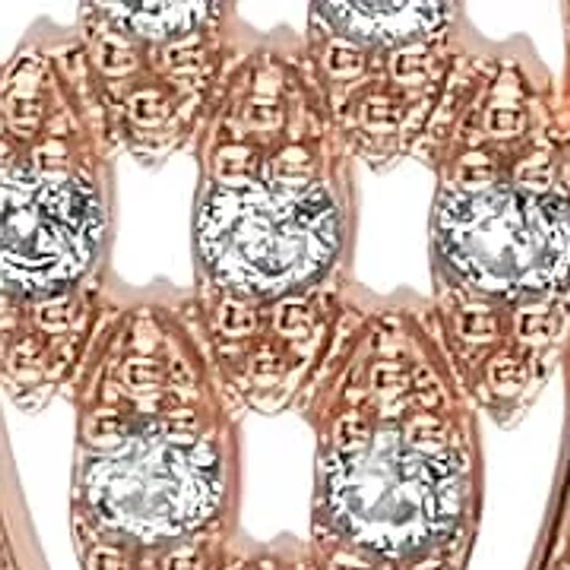 Ladies 18k rose gold plated brass simulated diamond evil eye oval drop earrings