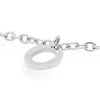 Ladies stainless steel "L O V E" and simulated diamond charm bracelet