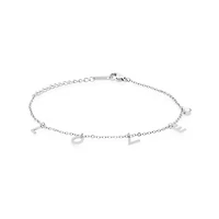 Ladies stainless steel "L O V E" and simulated diamond charm bracelet