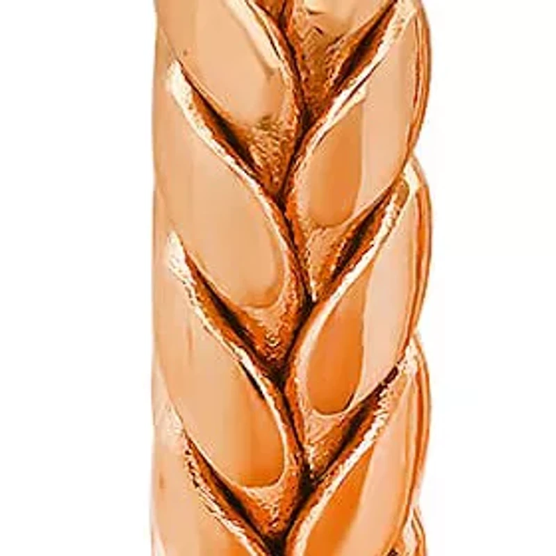 Ladies 18k rose gold plated stainless steel wheat hoop earrings