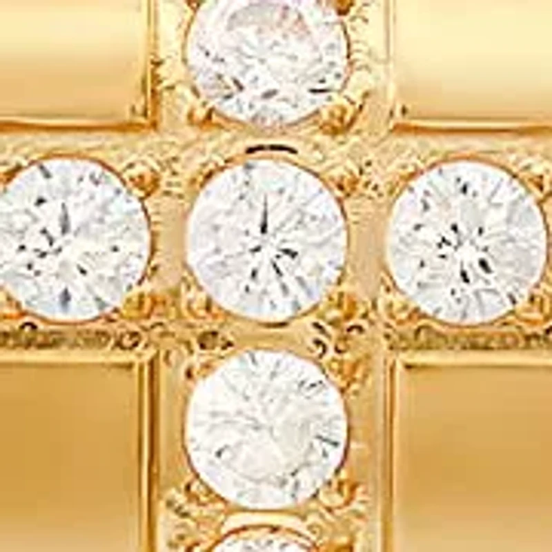 Ladies 2pc set 18k gold plated stainless steel and simulated diamond cross studs/huggie earrings